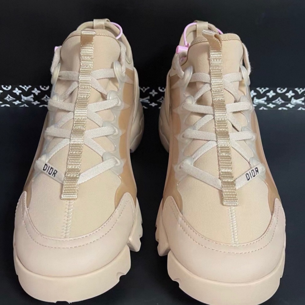 Dior Beige and Pale Pink Platform Sneakers